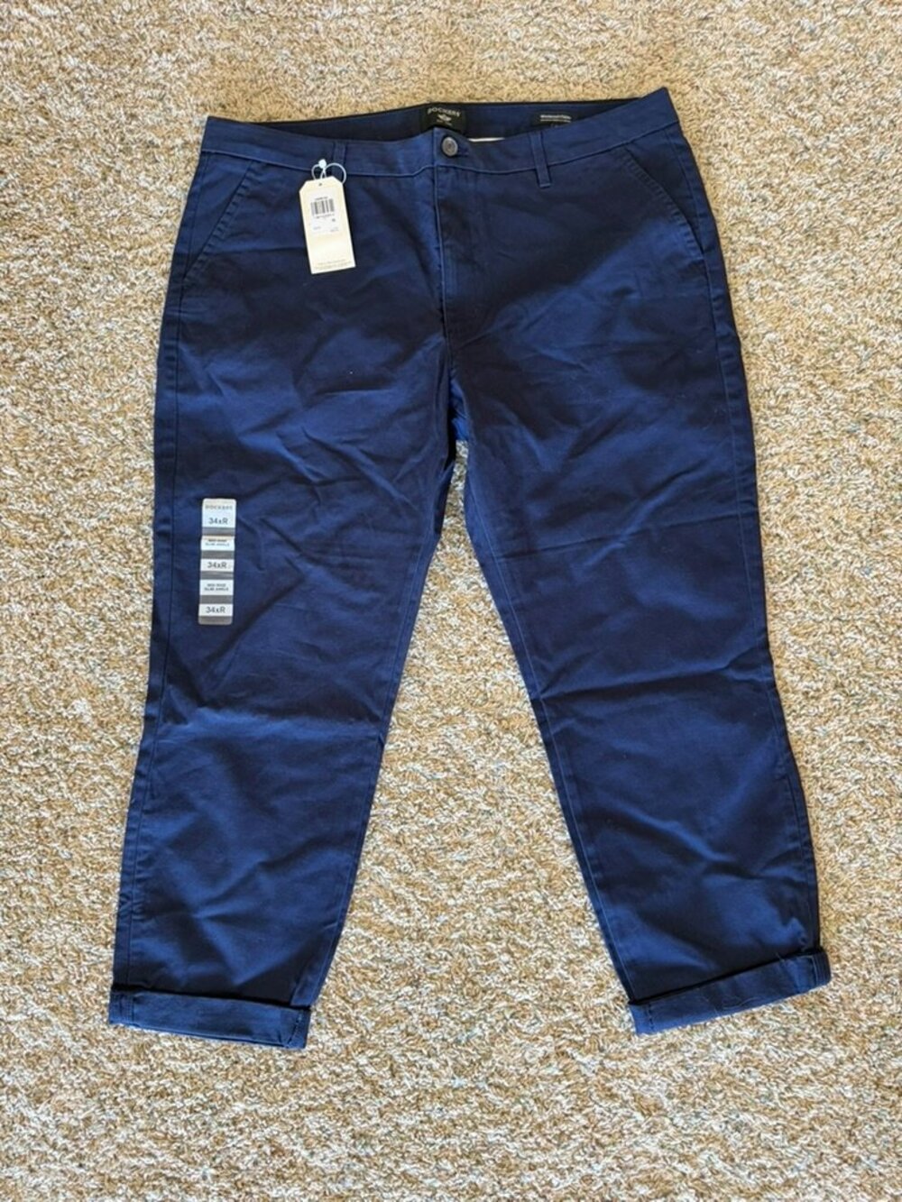 Dockers Weekend Chino Mid-Rise Slim Ankle Pants Cotton Navy Sz 34R NWT